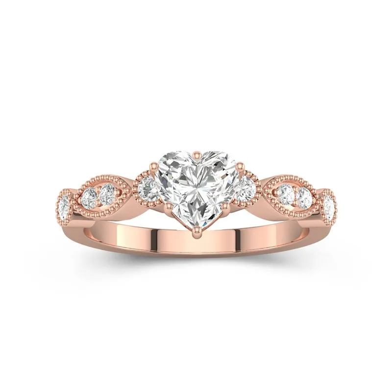 Retro Heart 1.00ct Moissanite Engagement Ring