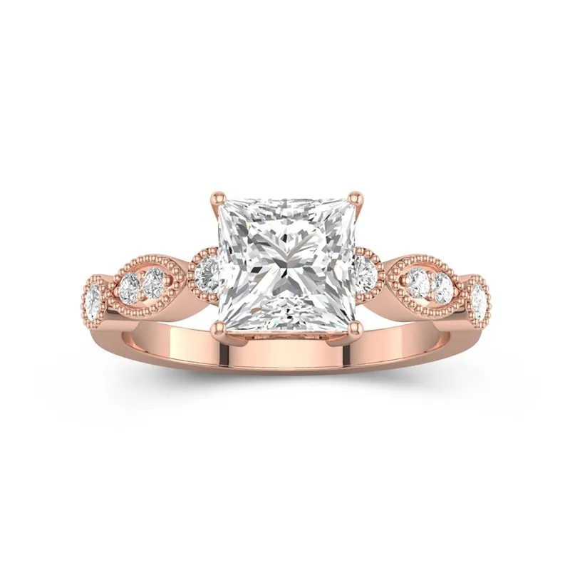 Retro Princess 2.00ct Moissanite Engagement Ring