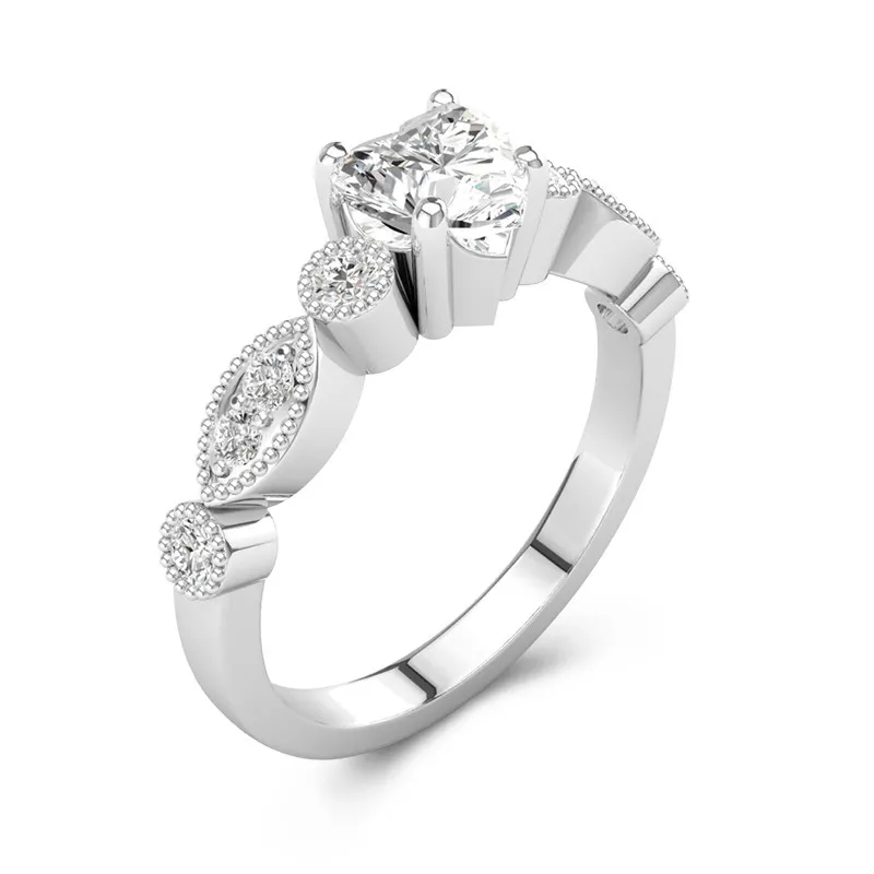 Retro Heart 1.50ct Moissanite Engagement Ring