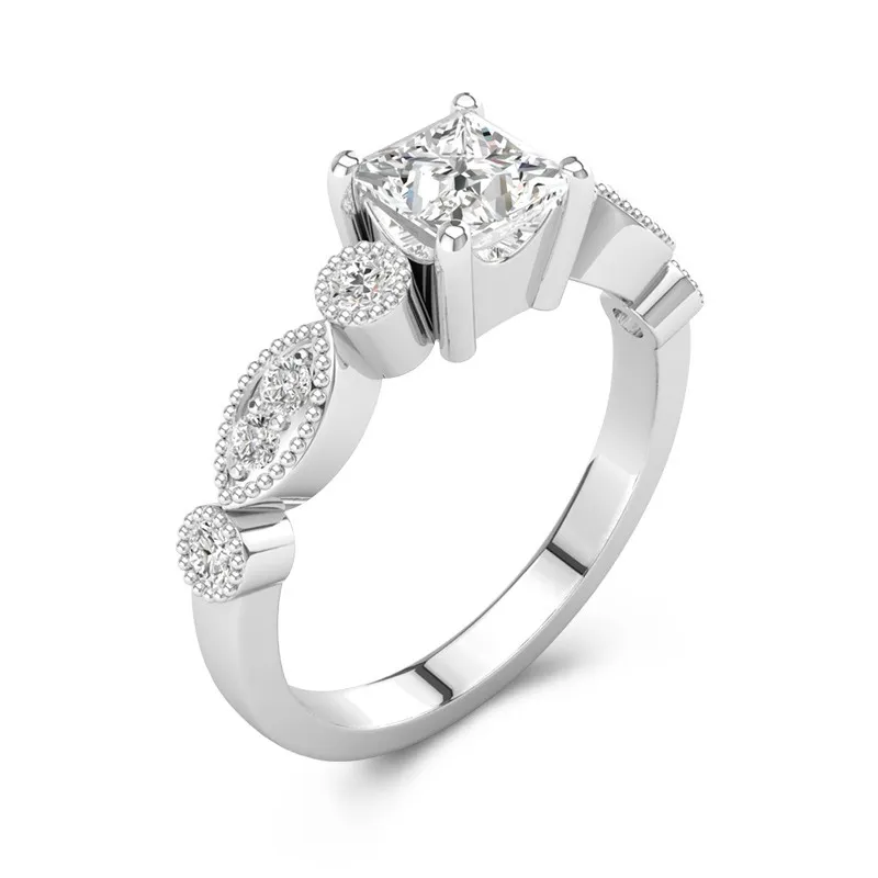 Retro Princess 2.00ct Moissanite Engagement Ring