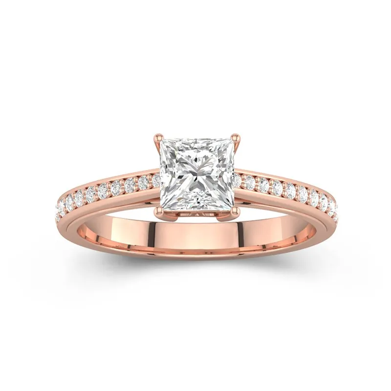 1.00ct Moissanite Engagement Ring 14K Rose Gold