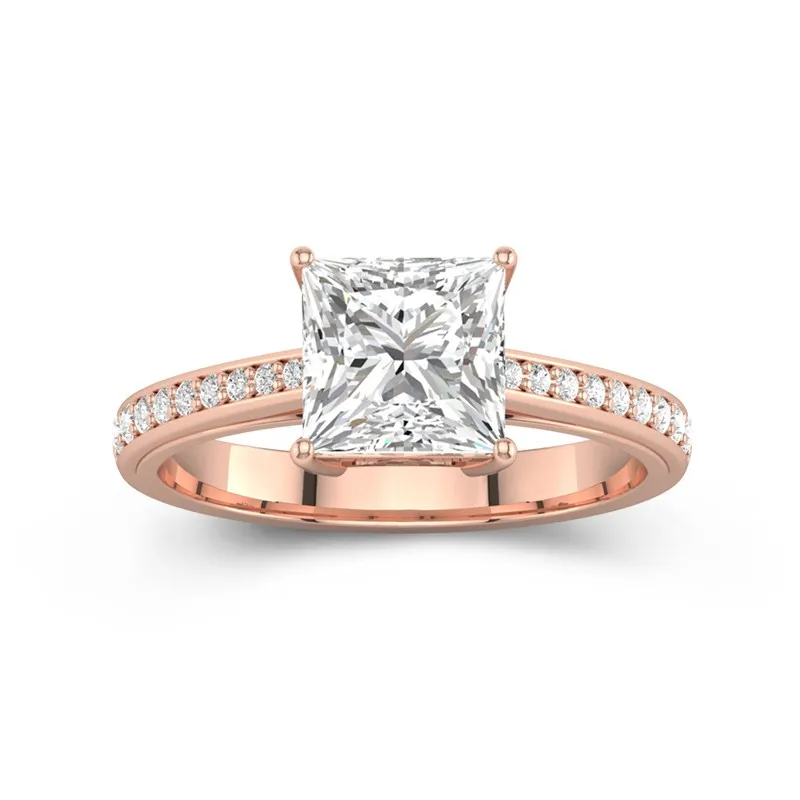 2.00ct Moissanite Engagement Ring 14K Rose Gold