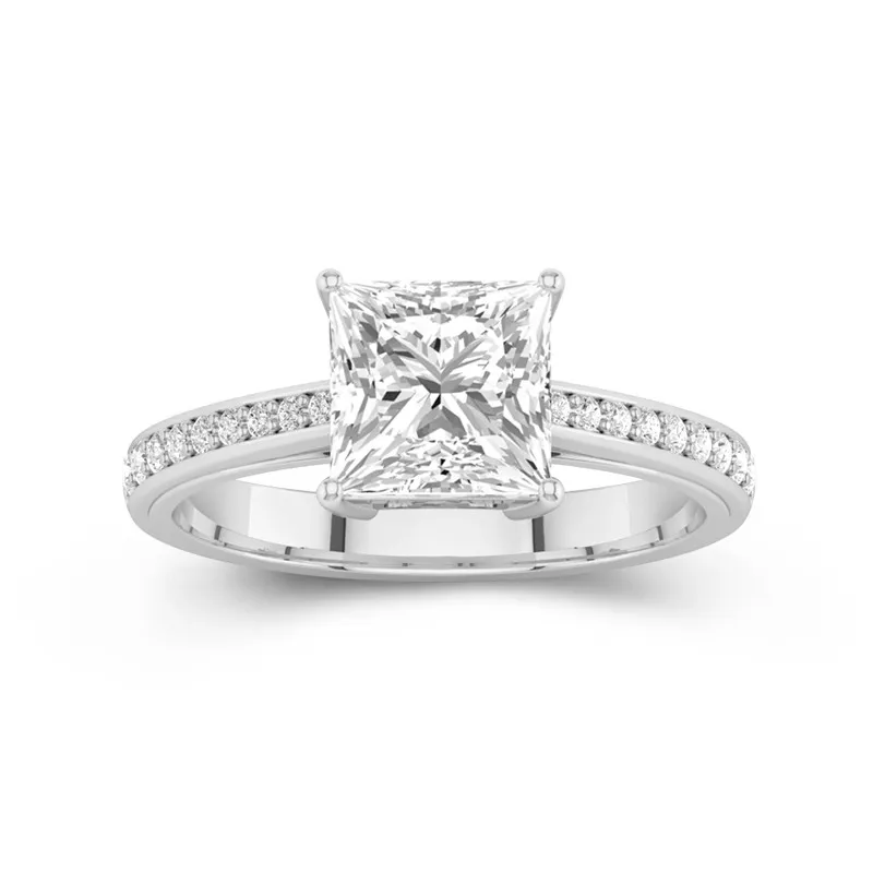 2.00ct Moissanite Engagement Ring 14K White Gold