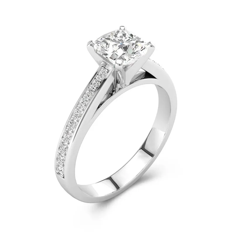 1.50ct Moissanite Engagement Ring 18K White Gold