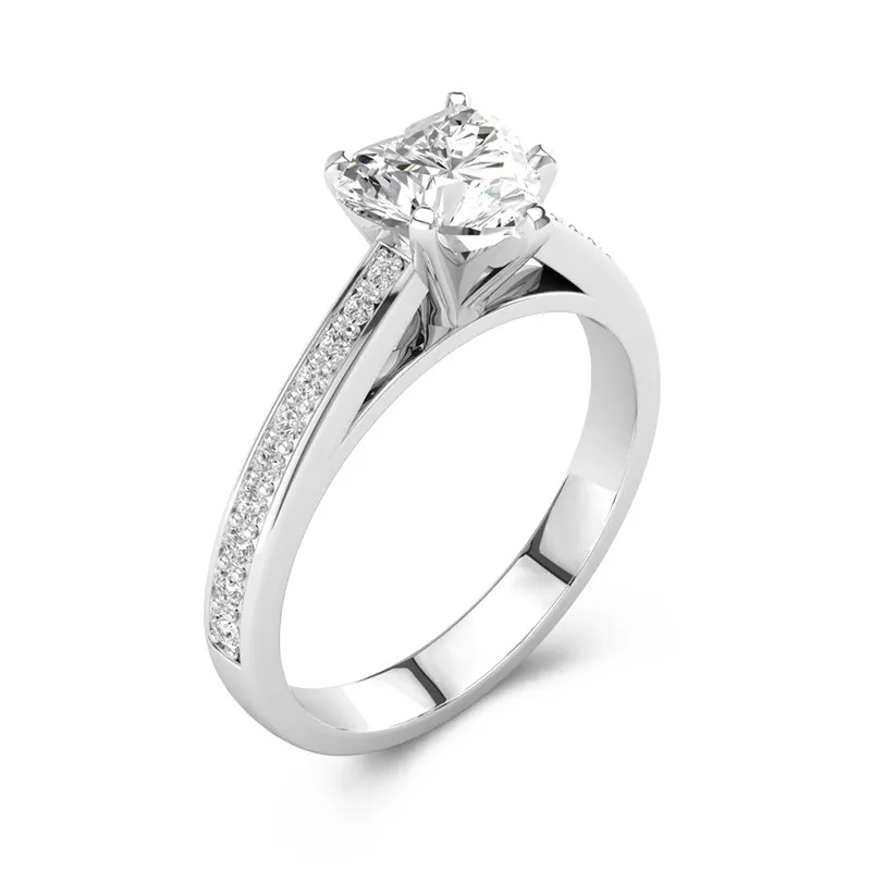 2.00ct Moissanite Engagement Ring 18K White Gold