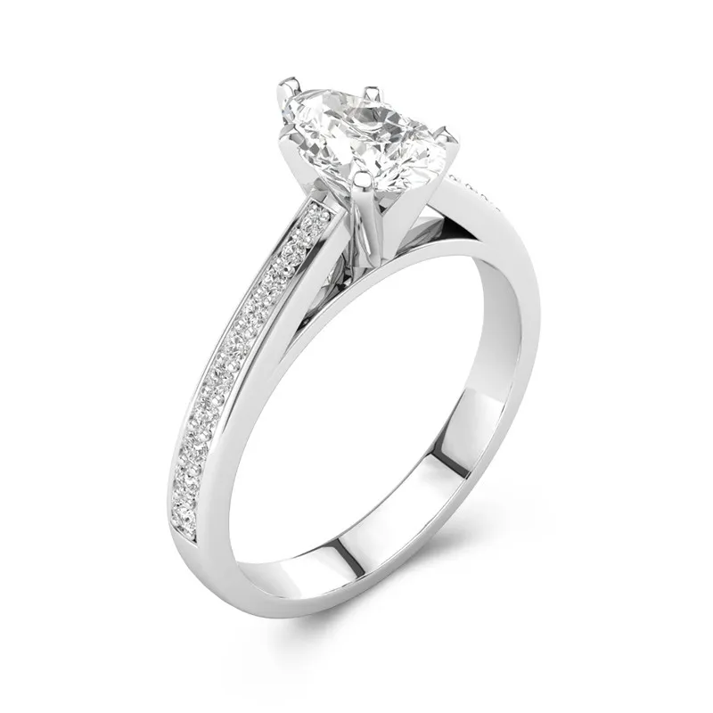 1.50ct Moissanite Engagement Ring 18K White Gold