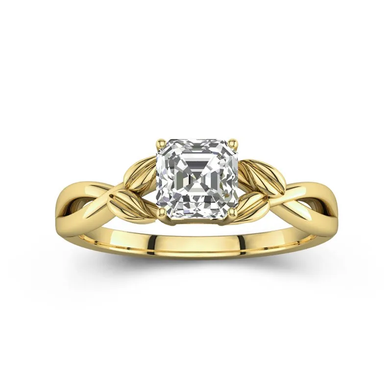 Nature Unique Asscher 1.00ct Moissanite Engagement Ring