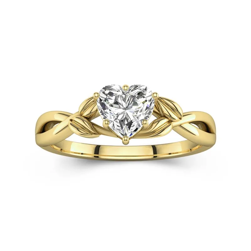 Nature Unique Heart 1.00ct Moissanite Engagement Ring