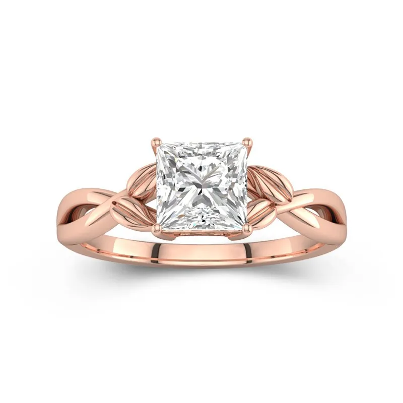 Nature Unique Princess 1.50ct Moissanite Engagement Ring