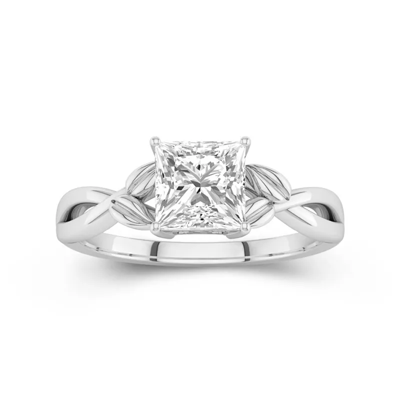 Nature Unique Princess 1.50ct Moissanite Engagement Ring