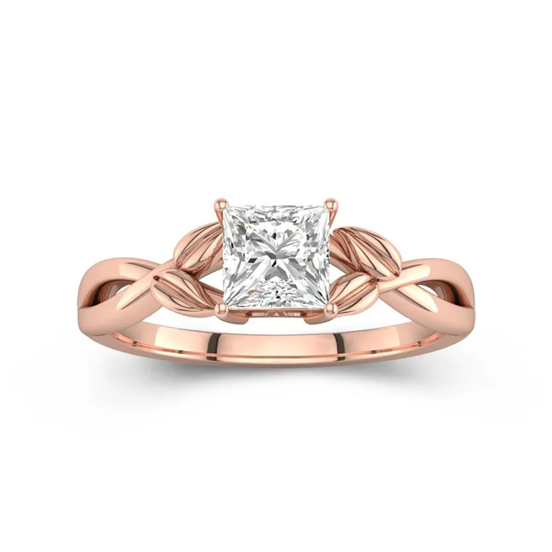 Nature Unique Princess 1.00ct Moissanite Engagement Ring