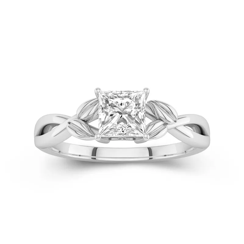 Nature Unique Princess 1.00ct Moissanite Engagement Ring