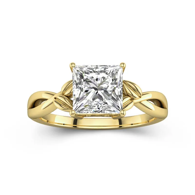 Nature Unique Princess 2.00ct Moissanite Engagement Ring