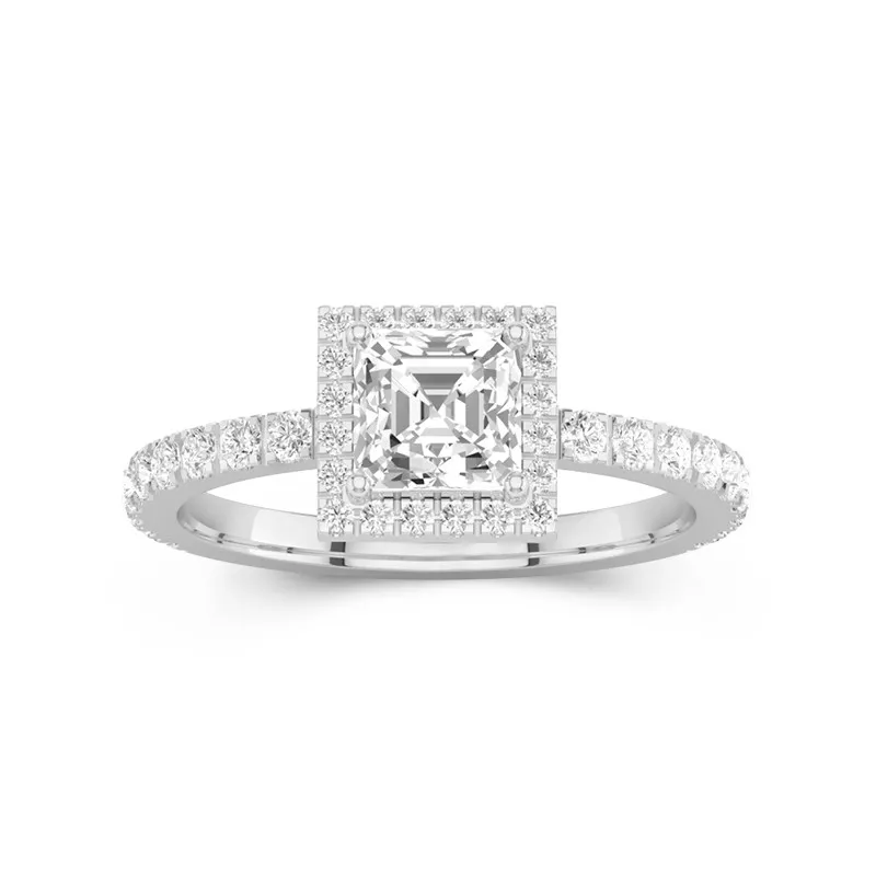 Elegant Asscher 1.00ct Moissanite Engagement Ring