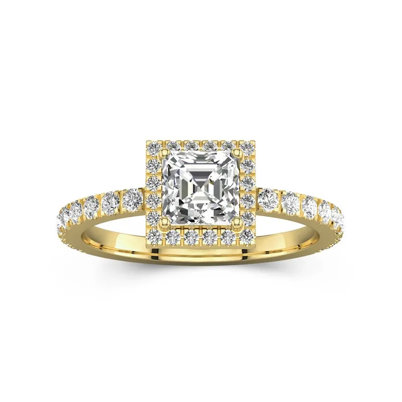 Elegant Asscher 1.00ct Moissanite Engagement Ring