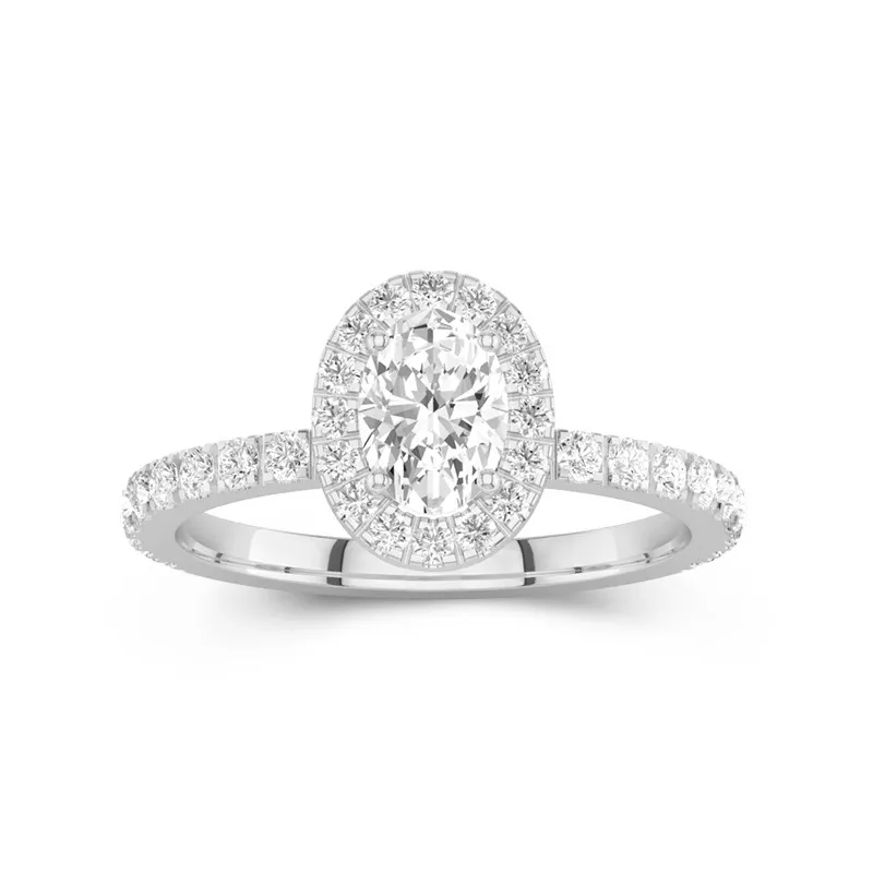 1.00ct Moissanite Engagement Ring 18K White Gold