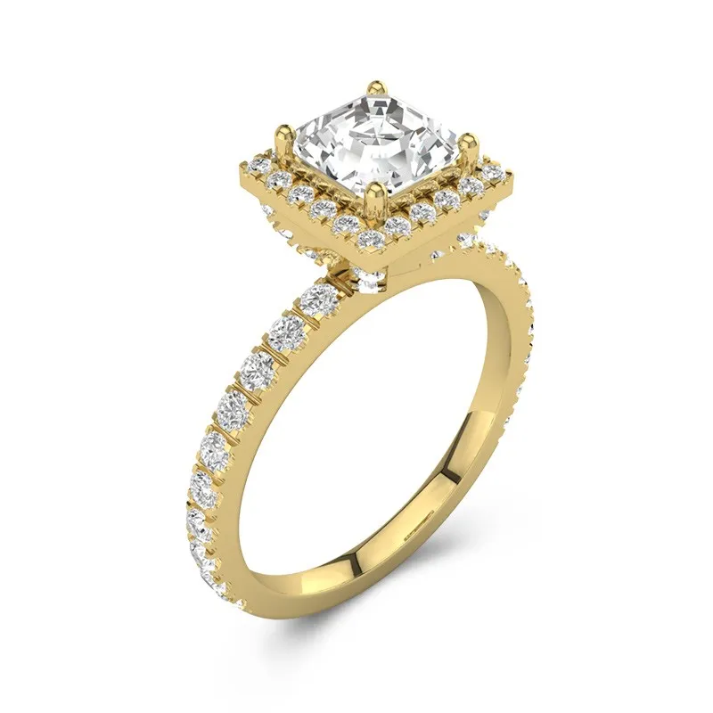 Elegant Asscher 2.00ct Moissanite Engagement Ring