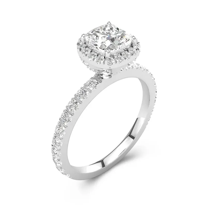 Élégant Coussin 1.00ct Moissanite Bague de fiançailles