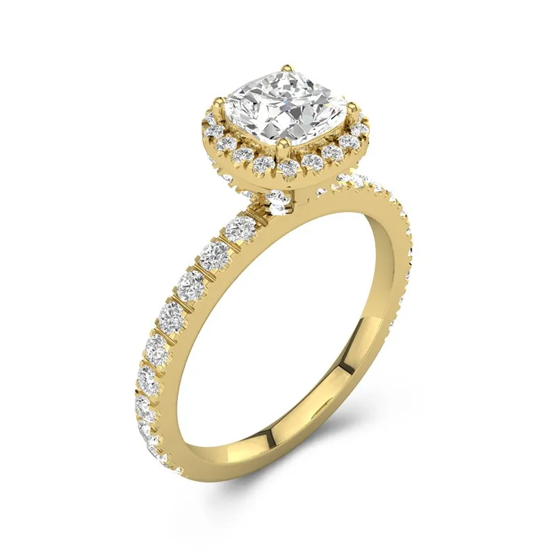 Élégant Coussin 1.00ct Moissanite Bague de fiançailles