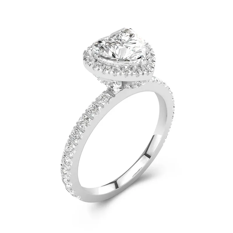 Élégant Cœur 1.50ct Moissanite Bague de fiançailles