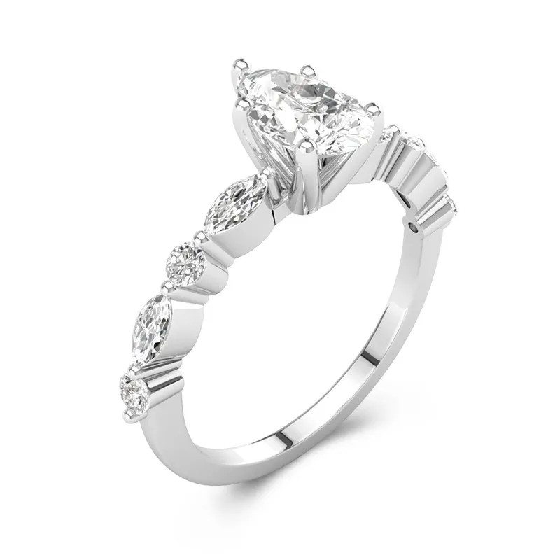Timeless Pear 1.00ct Moissanite Engagement Ring