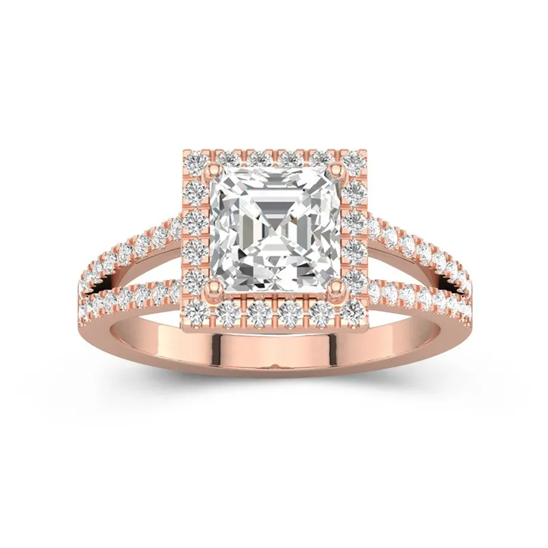 Glory Asscher 1.50ct Moissanite Engagement Ring