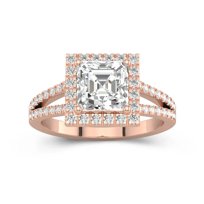 Glorieux Asscher 2.00ct Moissanite Bague de fiançailles