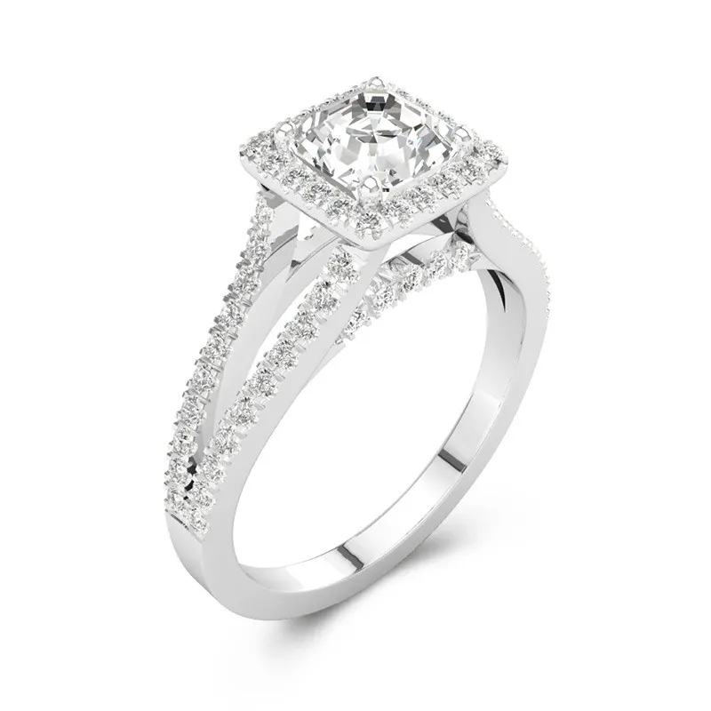 Glory Asscher 1.50ct Moissanite Engagement Ring