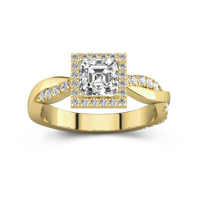 Graceful Asscher 1.00ct Moissanite Engagement Ring