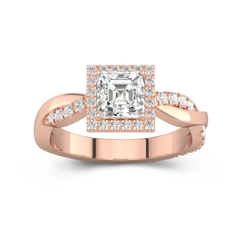 Graceful Asscher 1.00ct Moissanite Engagement Ring