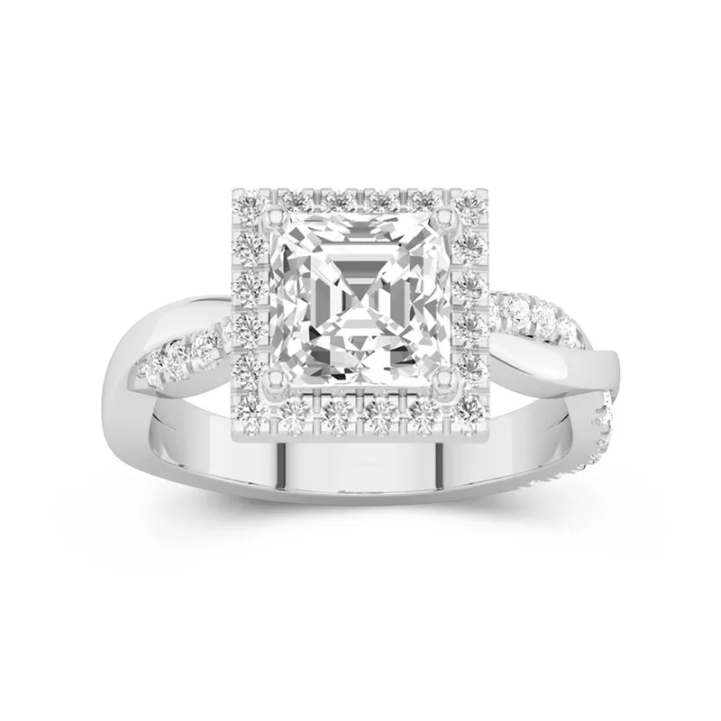 Graceful Asscher 2.00ct Moissanite Engagement Ring