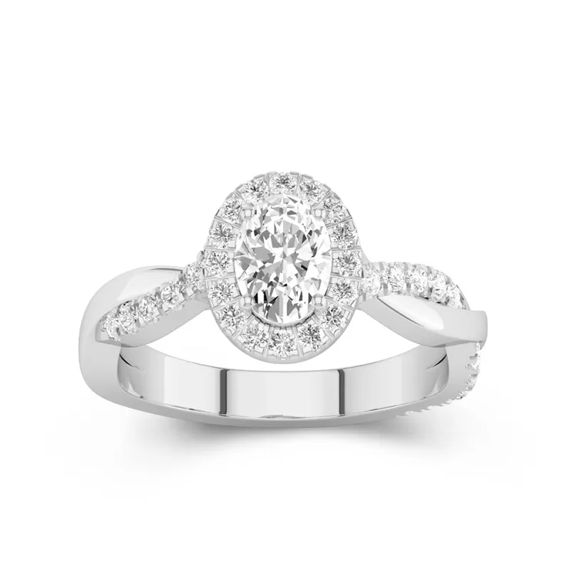 Halo Cathedral Engagement Ring 1.00ct Moissanite