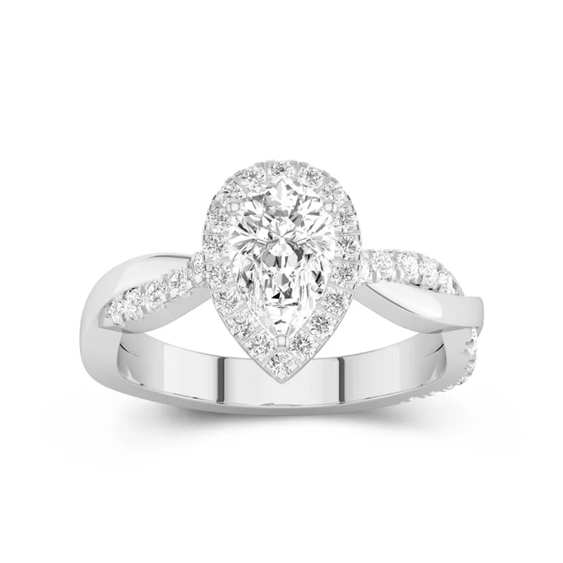 Halo Cathedral Engagement Ring 1.50ct Moissanite