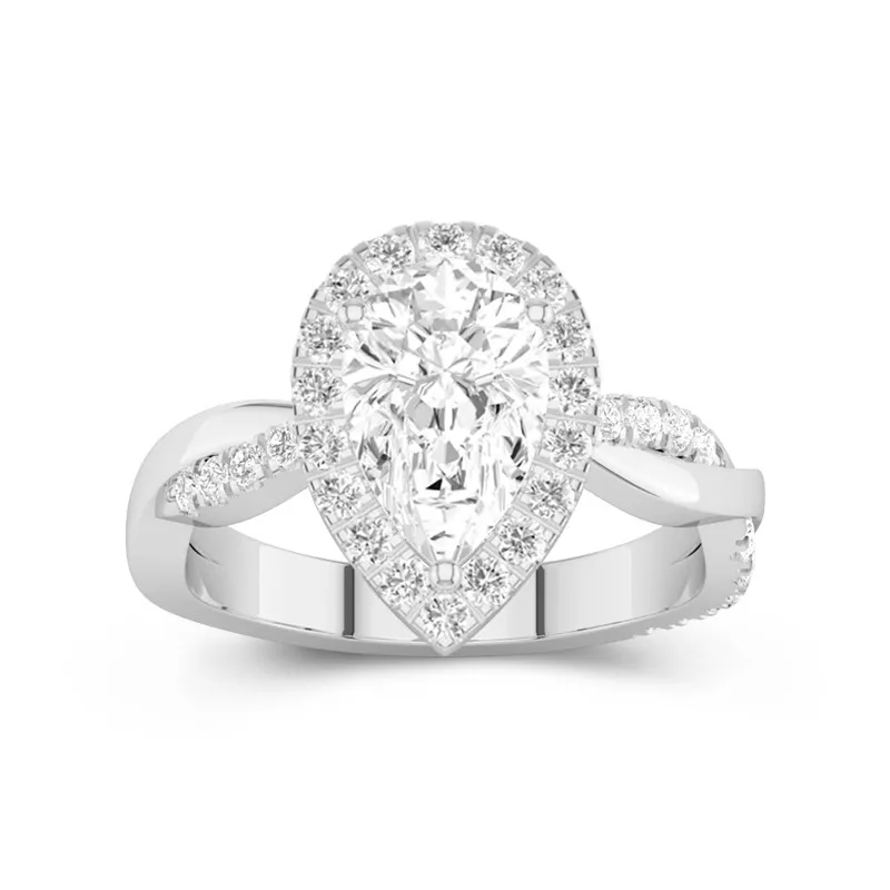 Graceful Pear 2.00ct Moissanite Engagement Ring