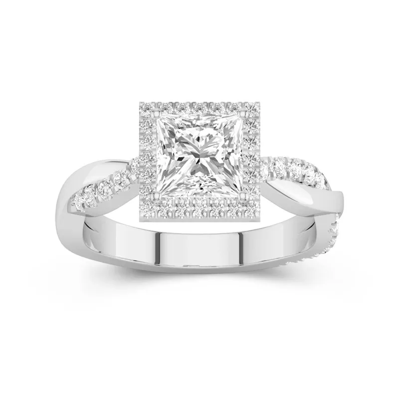 Graceful Princess 1.50ct Moissanite Engagement Ring