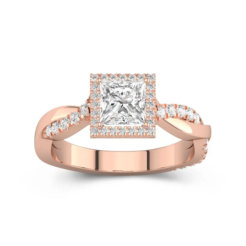 Graceful Princess 1.00ct Moissanite Engagement Ring