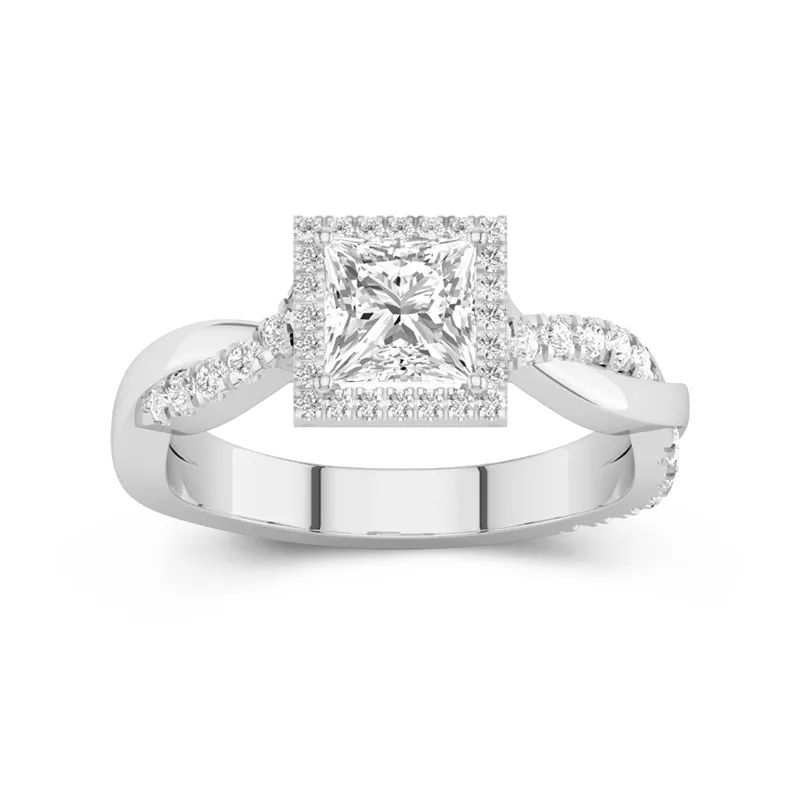 Graceful Princess 1.00ct Moissanite Engagement Ring