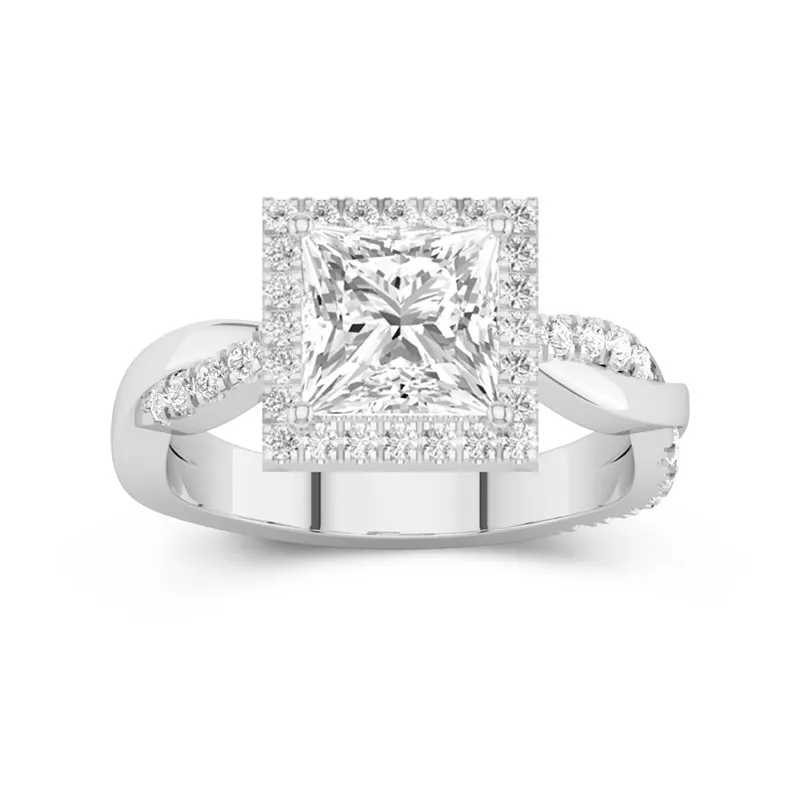 Halo Cathedral Engagement Ring 2.00ct Moissanite