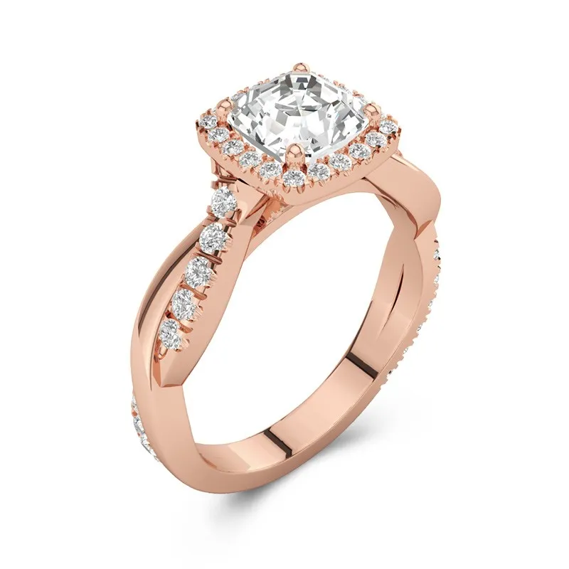 Graceful Asscher 1.50ct Moissanite Engagement Ring