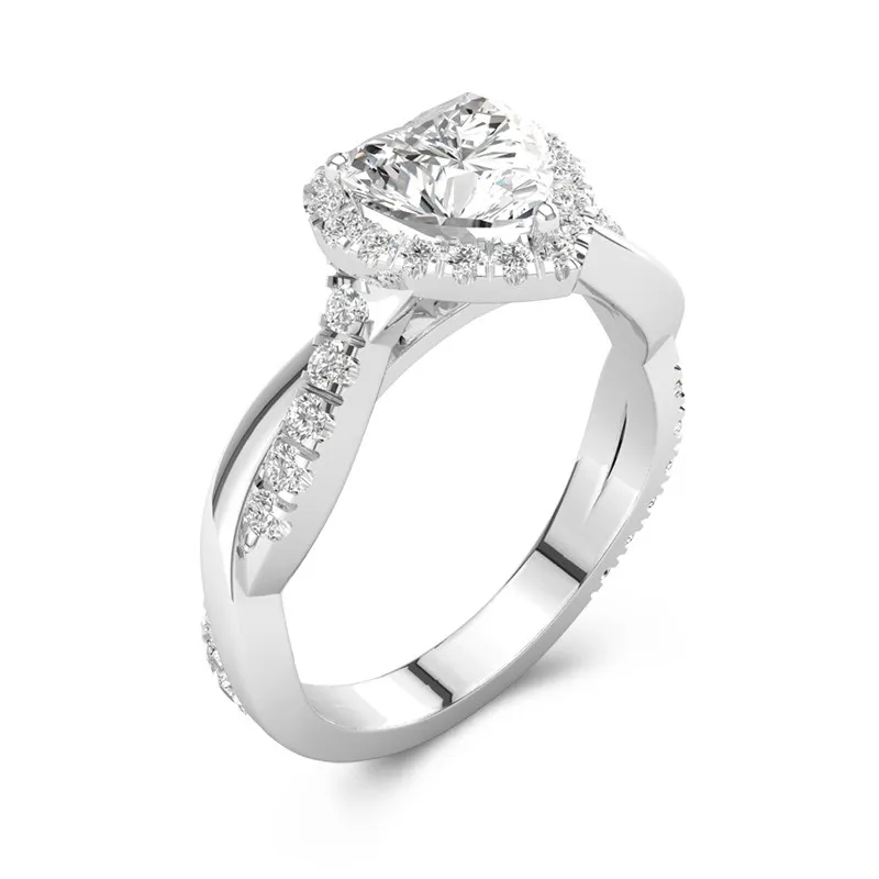 Graceful Heart 2.00ct Moissanite Engagement Ring