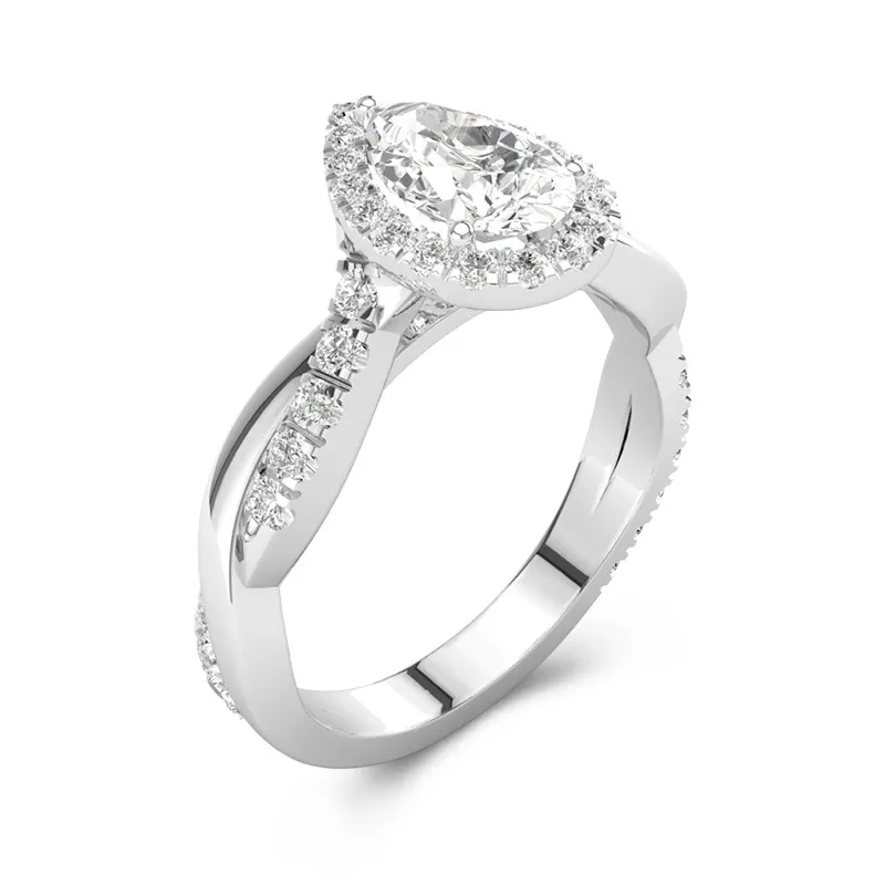 Graceful Pear 1.50ct Moissanite Engagement Ring