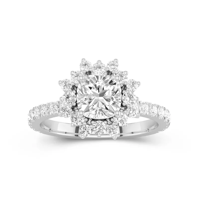 Le luxe Coussin 1.50ct Moissanite Bague de fiançailles