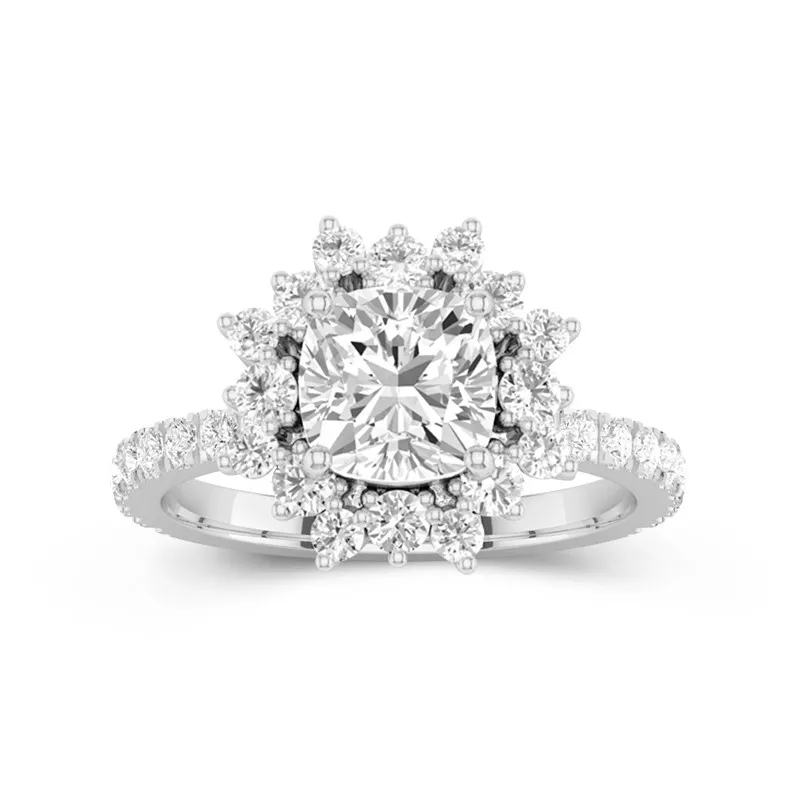 Le luxe Coussin 2.00ct Moissanite Bague de fiançailles