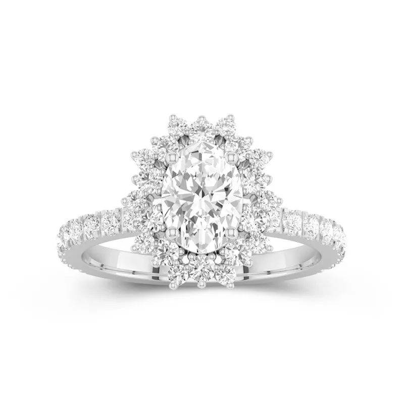 Le luxe Ovale 1.50ct Moissanite Bague de fiançailles