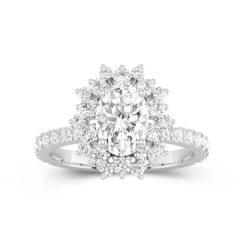 Le luxe Ovale 2.00ct Moissanite Bague de fiançailles