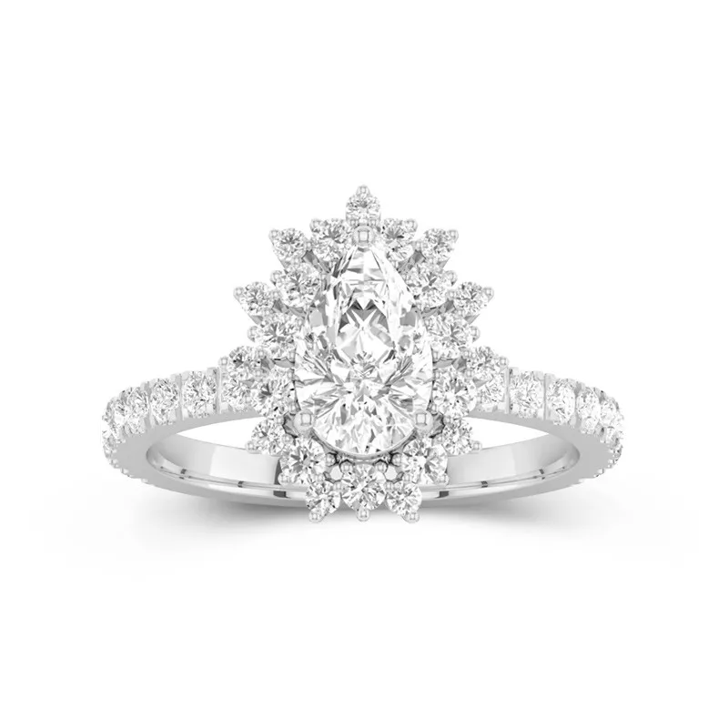 Le luxe Poire 1.50ct Moissanite Bague de fiançailles