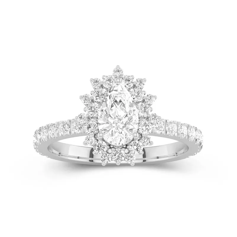 Le luxe Poire 1.00ct Moissanite Bague de fiançailles