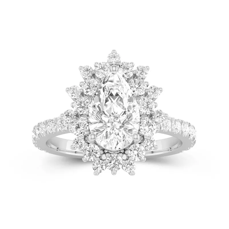 Le luxe Poire 2.00ct Moissanite Bague de fiançailles