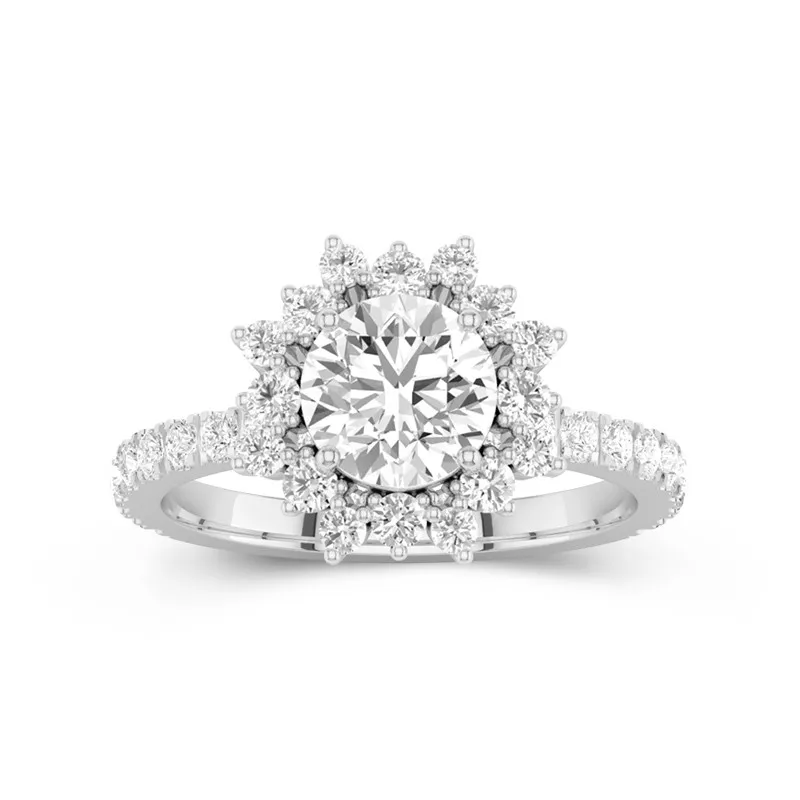 Le luxe Rond 1.50ct Moissanite Bague de fiançailles