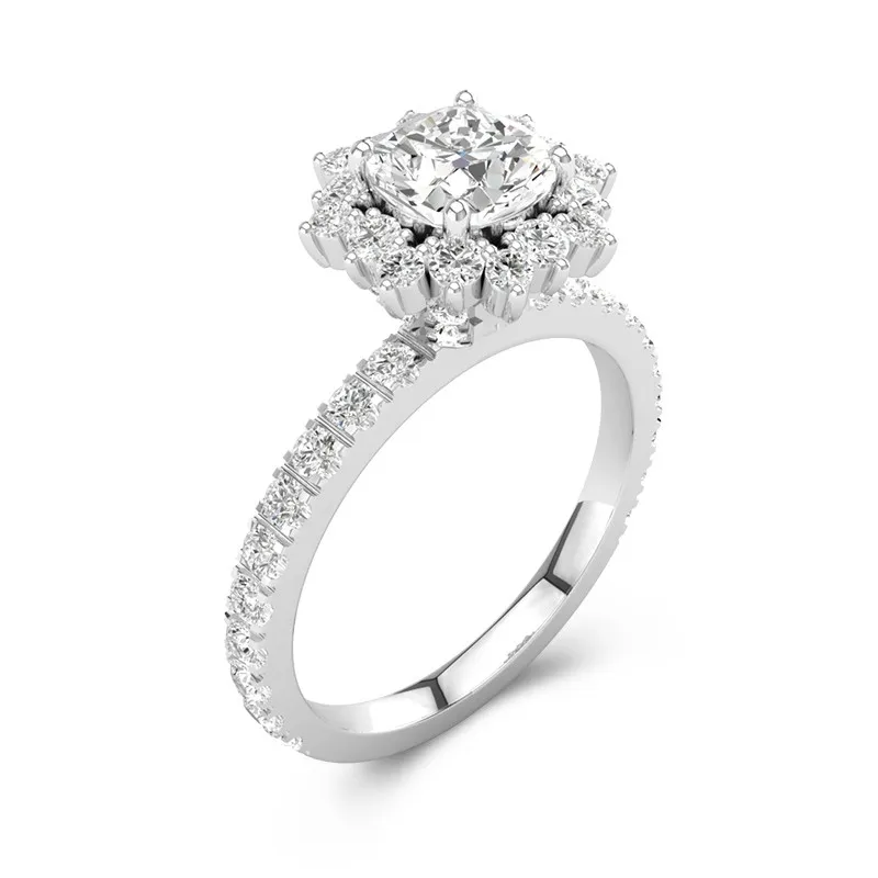 Le luxe Coussin 2.00ct Moissanite Bague de fiançailles